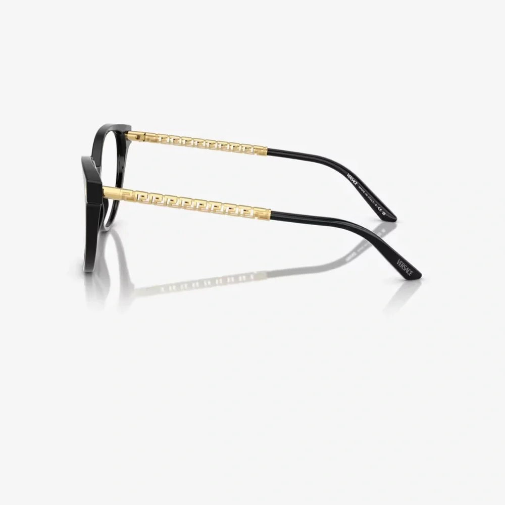 Versace Black Gold Greca Eyeglass Frames Designer Luxury Optical Women’s Glasses